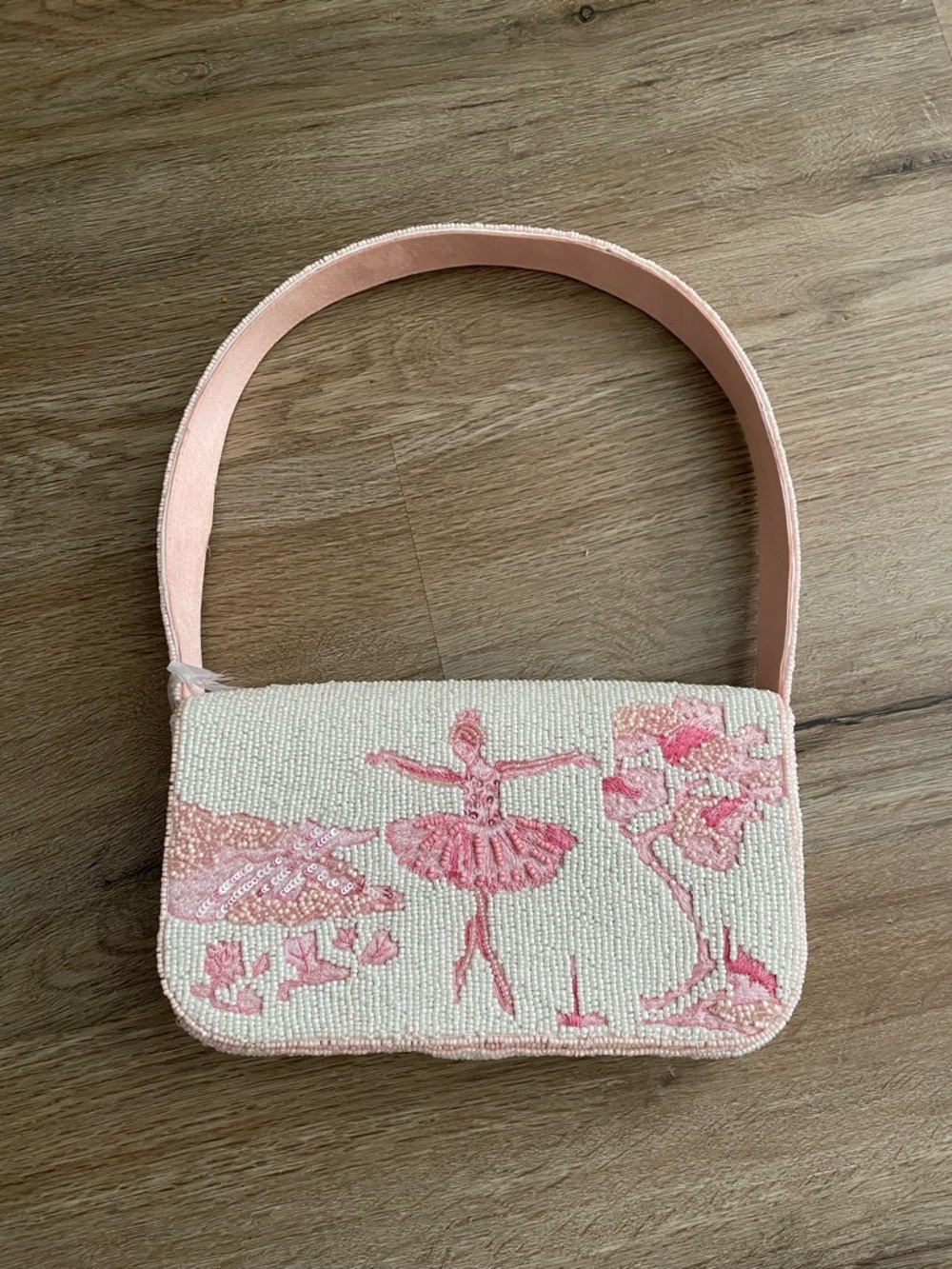 NWT pink beaded ballerina bag